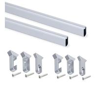 Emuca - Kit de Barre de penderie Ovale 1150mm et Supports, anodisé Mat, Lot de 2