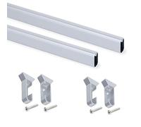 Emuca - Kit de Barre de penderie Ovale 750mm et Supports, anodisé Mat, Lot de 2