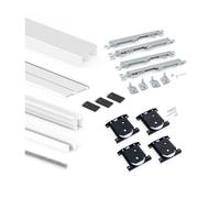 Emuca Kit de ferrures pour 2 portes coulissantes et armoire à fermeture souple Placard 74, profilé Wave, épaisseur 16mm, panneaux