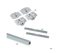 Emuca Kit de ferrures pour Flow 2 portes coulissantes et armoire à fermeture souple avec rails encastrés 2,35m, panneaux non