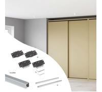 Emuca Kit de ferrures Flow2 2 portes coulissantes – rails encastrés 2,35 m – anodisé mat