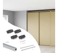 Emuca Kit de ferrures Flow2 2 portes coulissantes – rails encastrés 2,35 m – anodisé mat