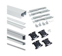 Emuca - Système coulissant pour armoires à 2 portes avec roulement inférieur et fermeture amortie Wave Anodisé mat G