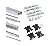 Emuca Kit de ferrures pour Placard 90 2 portes coulissantes et armoire à fermeture souple, profilé Vall, épaisseur 19mm, panneaux