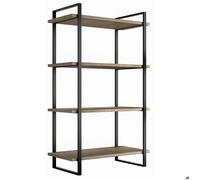 Emuca Kit de Lader kit d'étagères avec cadre et étagères, hauteur 1150mm, Acier, Peint noir et Bois