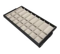 Emuca – Kit organiseur de tiroirs 900mm – coulisses à fermeture douce – noir texturé & gris pierre