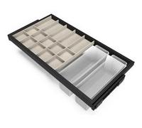 Emuca Kit de organiser de tiroirs, plateau auxiliaire et cadre de roulement soft close pour armoires, réglable, module 900mm, Noir texturé Peint en noir texturé G
