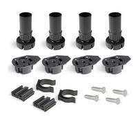Emuca - Pieds pour meubles, pied de meuble en plastique noir avec accessoires, Lot de 4 pieds réglables de hauteur 100mm