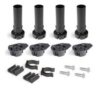 Emuca - Pieds pour meubles, pied de meuble en plastique noir avec accessoires, Lot de 4 pieds réglables de hauteur 150mm
