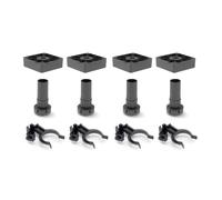 Emuca - Kit de Pieds de Vérins avec Base carrée pour Meubles, Hauteur 100mm, réglable 98-140mm, Plastique, Noir