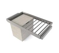 Emuca - Kit de porte-pantalon à 7tringles, panier et rack ajustable Quartz pour armoires, glissières extension totale et à fermeture douce, Module 90cm, Finition Titane