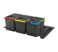 Emuca – Poubelles pour tiroir – Kit de bacs 266 mm, base 90 cm à couper, compartiments recyclage