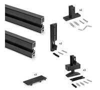 Emuca - Kit de profils avec ferrures pour Montage en L, Aluminium et Zamak, Noir texturé, 2 unités