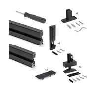 Emuca - Kit de profils avec ferrures pour Montage en L, Aluminium et Zamak, Noir texturé, 2 unités
