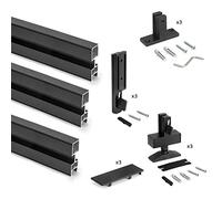 Emuca Kit structure modulaire Zero ferrures/profils, montage sol/mur, triple, peint noir texturé G