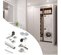 Emuca - Kit de quincaillerie pour 2 portes coulissantes pliantes et armoire à fermeture souple Twofold Anodisé mat G