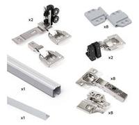 Emuca - Kit de quincaillerie pour 2 portes coulissantes pliantes et armoire à fermeture souple Twofold Anodisé mat G