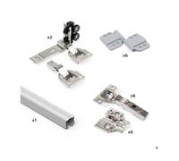Emuca Kit de quincaillerie pour 2 portes coulissantes pliantes et armoire à fermeture souple Twofold, pour 4 panneaux non inclus,