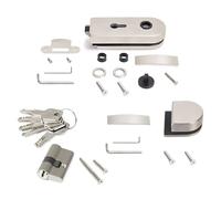 Emuca - Kit de serrure et de gâche pour portes en verre doubles, loquet horizontal pour porte en verre 8-12mm, acier, finition inox