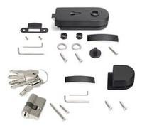 Emuca Kit de serrure et de gâche pour portes en verre doubles, loquet horizontal pour porte en verre 8-12mm, acier et aluminium, peint en noir Peint en noir G