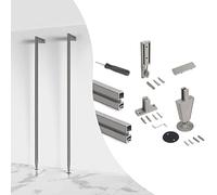 Emuca Lot de 2 cadres Zero avec quincaillerie et profilés pour montage au sol et au mur avec vérin circulaire, Aluminium et Zamak, Gris pierre Peint gris pierre G