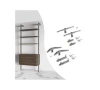 Emuca - Kit de Support pour la Structure modulaire Zero pour étagères en Bois, Peint Couleur Pierre, Zamak et Plastique, 1 kit