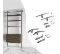 Emuca Kit de supports pour structure Zero – 3 étagères bois + 1 module – Zamak peint gris pierre