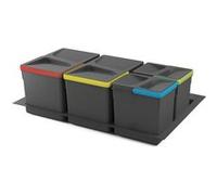 Emuca – Kit poubelles pour tiroir Recycle 2x12+2x6 L, module 800 mm, gris anthracite, socle