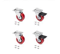 Lot de 4 roulettes Slip 2 Red avec plétine de montage, diamètre 50mm, Acier et Plastique