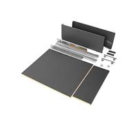 Emuca - Kit système tiroir cuisine et salle de bain avec panneaux, coulisses à sortie totale, fermeture amortie, H178mm, module 450mm, profondeur 500mm, gris anthracite