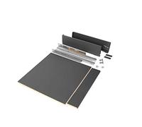 Emuca - Kit système tiroir cuisine et salle de bain avec panneaux incluses et coulisses à sortie totale avec fermeture amortie, hauteur 93 mm pour module 600 mm et profondeur 500 mm, gris anthracite