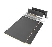 Emuca - Kit système tiroir cuisine et salle de bain avec panneaux incluses et coulisses à sortie totale avec fermeture amortie, hauteur 93 mm pour module 900 mm et profondeur 500 mm, gris anthracite.