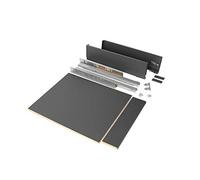 Emuca - Kit système tiroir cuisine et salle de bain avec panneaux incluses et coulisses à sortie totale avec fermeture amortie, hauteur 93 mm pour module 450 mm et profondeur 500 mm, gris anthracite