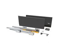 Emuca - Kit système tiroir pour Cuisine ou Salle de Bain avec coulisses à Extraction Total et Fermeture amortie, Hauteur 185mm et Profondeur 500mm, Gris Anthracite