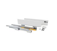 Emuca - Kit système tiroir pour cuisine ou salle de bain avec coulisses à extraction total et fermeture amortie, hauteur 105mm et profondeur 350mm, Blanc