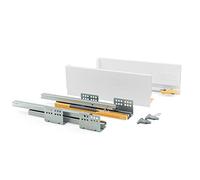 Emuca - Kit Système Tiroir pour Cuisine ou Salle de Bain avec Coulisses à Extraction Total et Fermeture Amortie, Hauteur 105 mm et Profondeur 500 mm, Gris Anthracite
