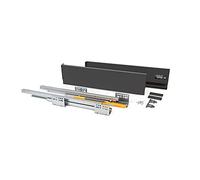 Emuca - Kit Système Tiroir pour Cuisine ou Salle de Bain avec Coulisses à Extraction Total et Fermeture Amortie, Hauteur 138 mm et Profondeur 350 mm, Gris anthracite