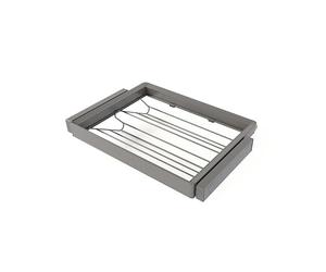 Emuca - Kit tiroir à chaussures et rack ajustable Quartz pour armoires, glissières extension totale et à fermeture douce, Module 70cm, Finition Titane