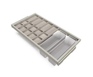 Emuca - Kit tiroir d'organisation avec Plateau auxiliaire et glissières à Fermeture Douce pour Armoire, réglable, Module 900mm, Gris Pierre