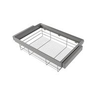 Emuca - Kit tiroir en fil métallique et rack ajustable Quartz pour armoires, glissières extension totale et à fermeture douce, Module 80cm, Finition Titane