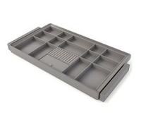 Emuca Kit tiroir organisateur et rack ajustable Quartz pour armoires, glissières extension totale et à fermeture douce, Module 90cm, Finition Titane Titane