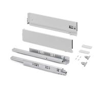 Emuca Tiroir extérieur Vertex – Réglages 3D, H131mm, 40kg, P450mm, Acier peint blanc