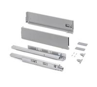 Emuca - Kit tiroir pour cuisine et bain à régulation 3D, hauteur 131mm, profondité 500mm, 40 Kg, fermeture amortie, panneaux non incluses, Acier, gris
