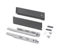 Emuca - Kit tiroir pour cuisine et bain à régulation 3D, hauteur 131mm, profondité 550mm, 40 Kg, fermeture amortie, panneaux non incluses, Acier, gris anthracite