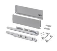 Emuca - Kit tiroir pour cuisine et bain à régulation 3D, hauteur 178mm, profondité 450mm, 40 Kg, fermeture amortie, panneaux non incluses, Acier, gris