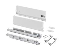 Emuca - Kit tiroir régulation 3D H178×P500 mm 60 kg fermeture amortie Acier blanc