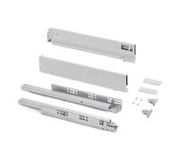Emuca - Kit tiroir pour cuisine et bain à régulation 3D, hauteur 83mm, profondité 500mm, 40 Kg, fermeture amortie, panneaux non incluses, Acier, blanc