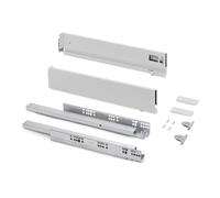 Emuca - Kit tiroir pour cuisine et bain à régulation 3D, hauteur 93mm, profondité 300mm, 40 Kg, fermeture amortie, panneaux non incluses, Acier, blanc