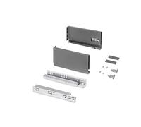 Emuca - Kit tiroir pour cuisine et bain, hauteur 131mm, profondité 270mm, 30 Kg, fermeture amortie, panneaux non incluses, Acier, Gris anthracite