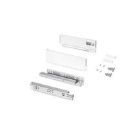 Emuca Tiroir en kit Protone – côtés acier 131 mm, sortie totale, profondeur 300 mm, blanc
